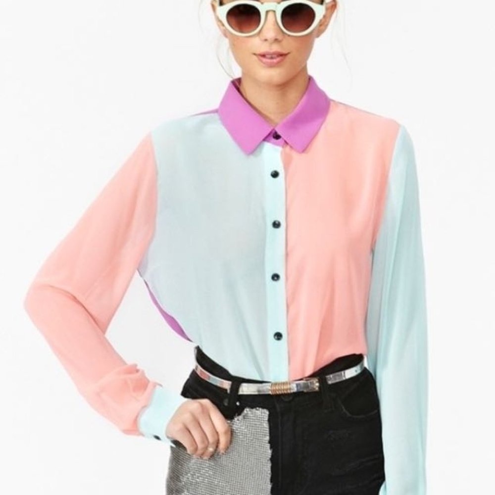 Pastel color block blouse